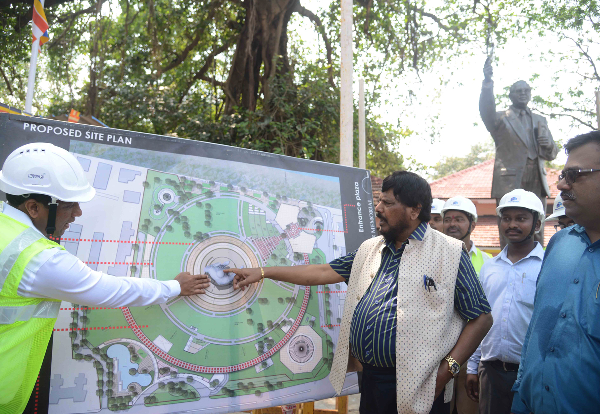 Union Minister Of State & RPI President Ramdas Athawale Visit at Indu Mill Dadar.