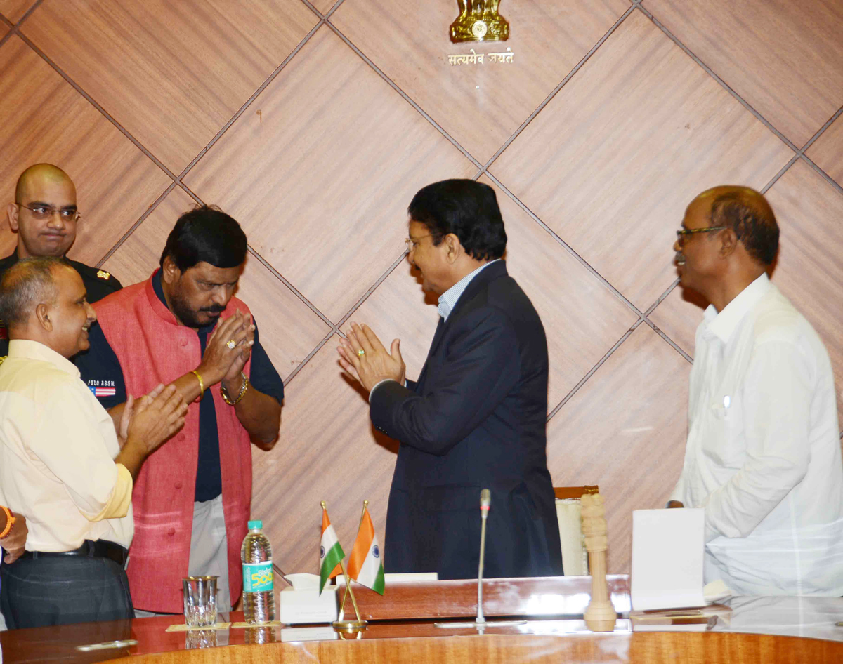 RPI Leader MP.Ramdas Athawale meets Governor Dr.Ch. Vidyasagar Rao at Raj Bhavan Mumbai.