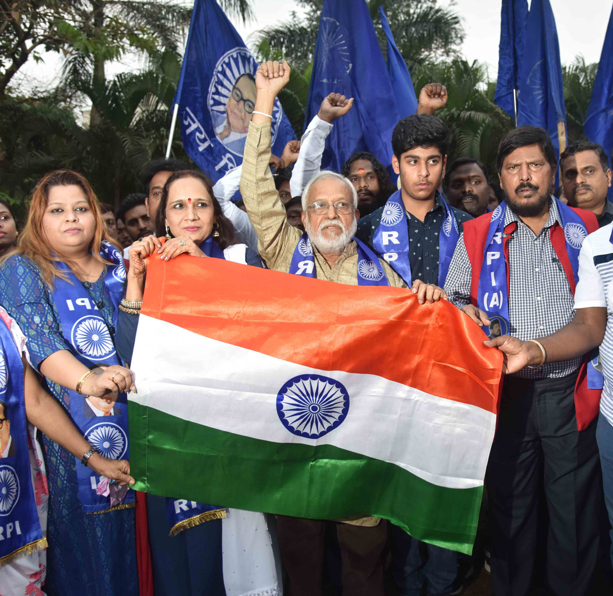 RPI Leader & Union Minister with Team in Rally to Support CAA-NRC Act by BJP Govt.