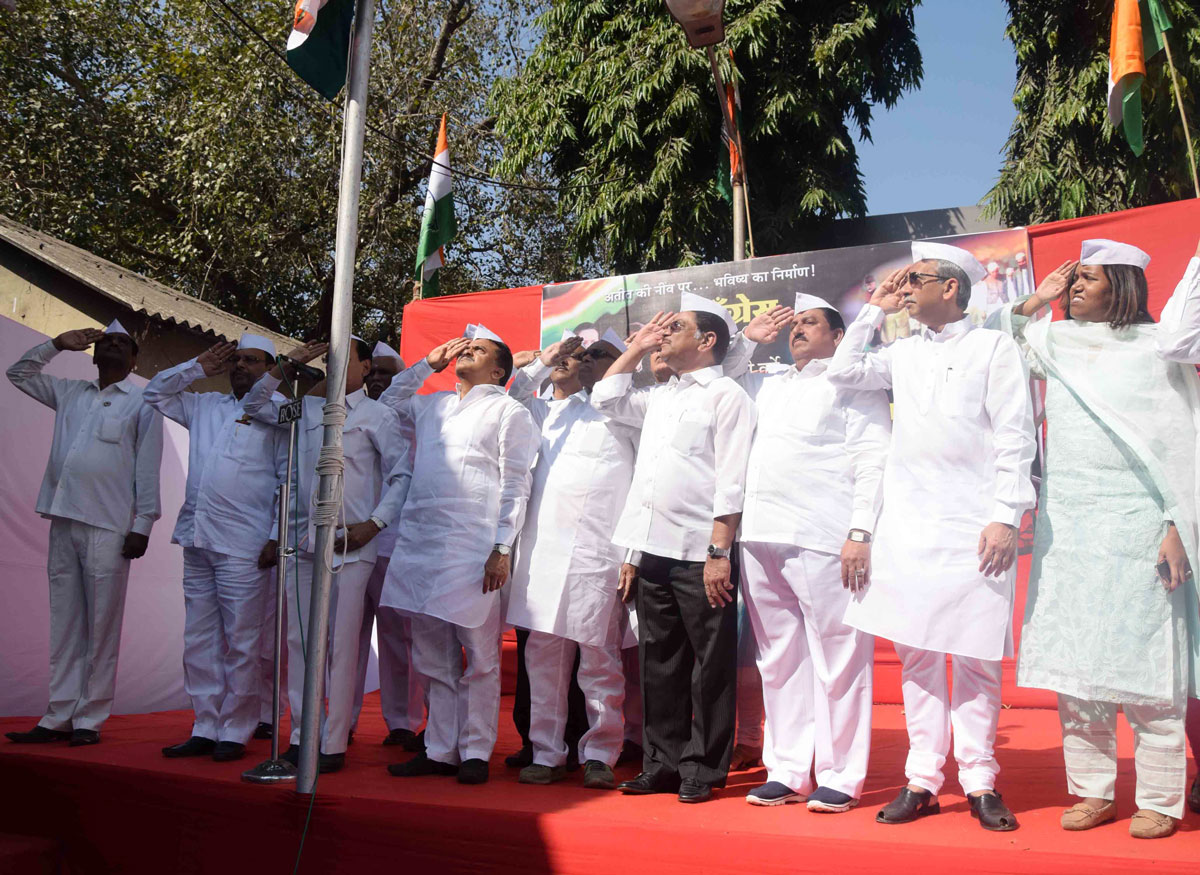 Mumbai Congress Leaders During Celebration the 131th Congress Foundation Day in Mumbai.
