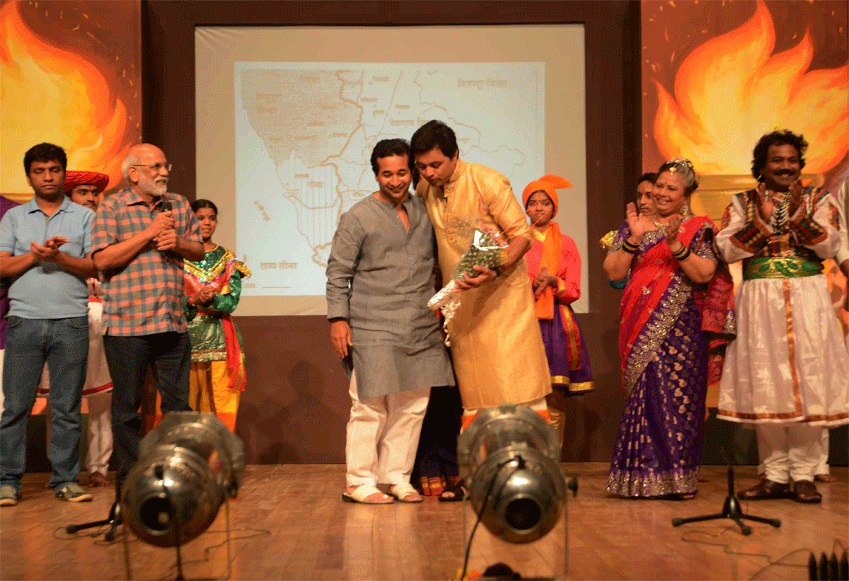 MAHARASHTRA KALA NIDHI & SWABHIMAAN SANGHATANA PRESIDENT NITESH NARAYANRAO RANE DURING NATYASAMPADA'S 50th PLAY "ZHALACH PAHIJE" A MARATHI DRAMA AT SHANMUKHANANDA HALL SION.
