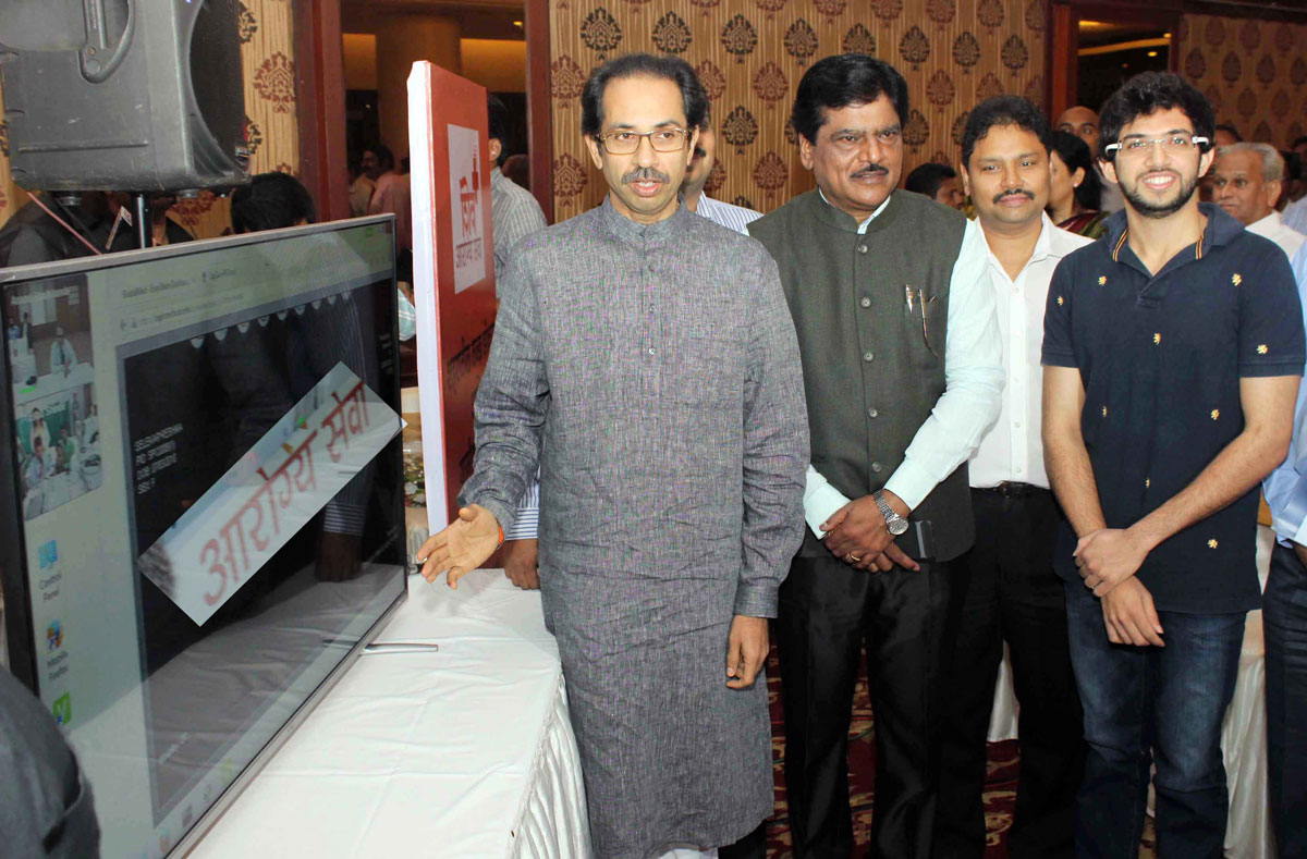Shiv Sena Chief Uddhav Thackarey & Minister Deepak Sawant at Rangsharda Auditorium.