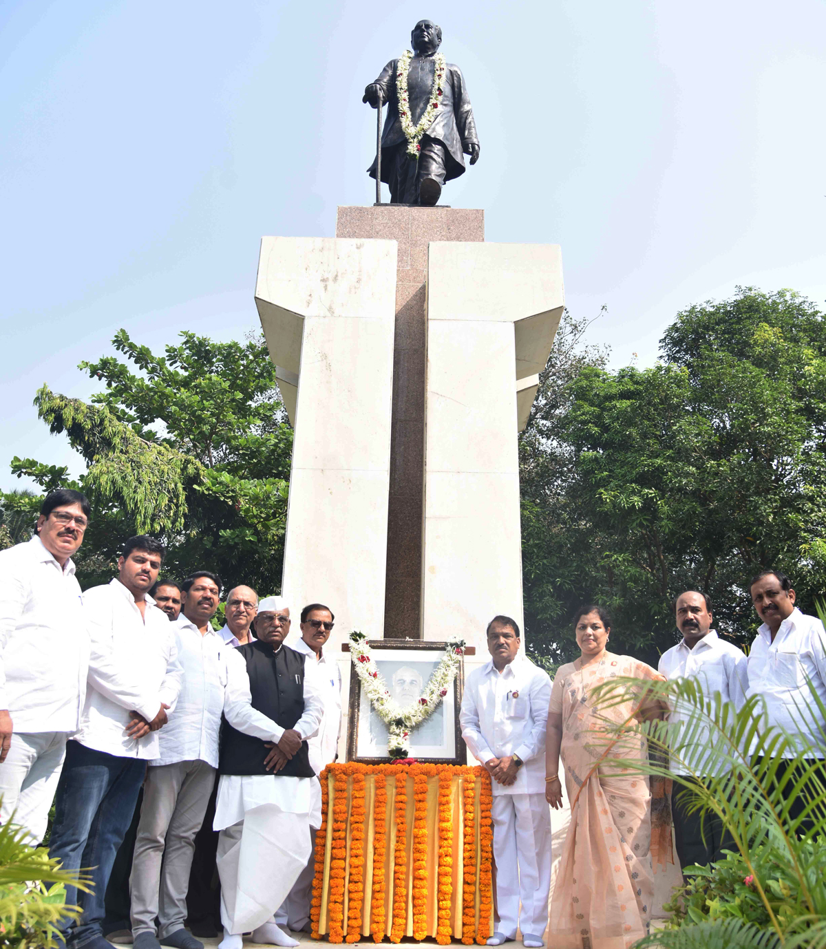 Tribute to Congress Mass Leader Ex.Chief Minister Late Vasantdada Patil on his Birth Anniversary at Vidhan Bhavan. Mumbai