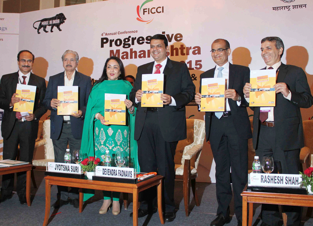 Chief Minister Devendra Fadnavis During 4th Annual Conference Progressive Maharashtra-2015 at Trident.