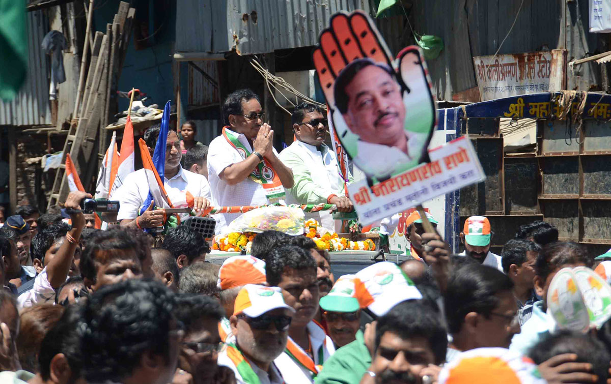 176-Bandra(E) Assembly Constituency Congress-NCP Candidate Narayanrao Rane Rally at Gyaneshwar Nagar Bandra.