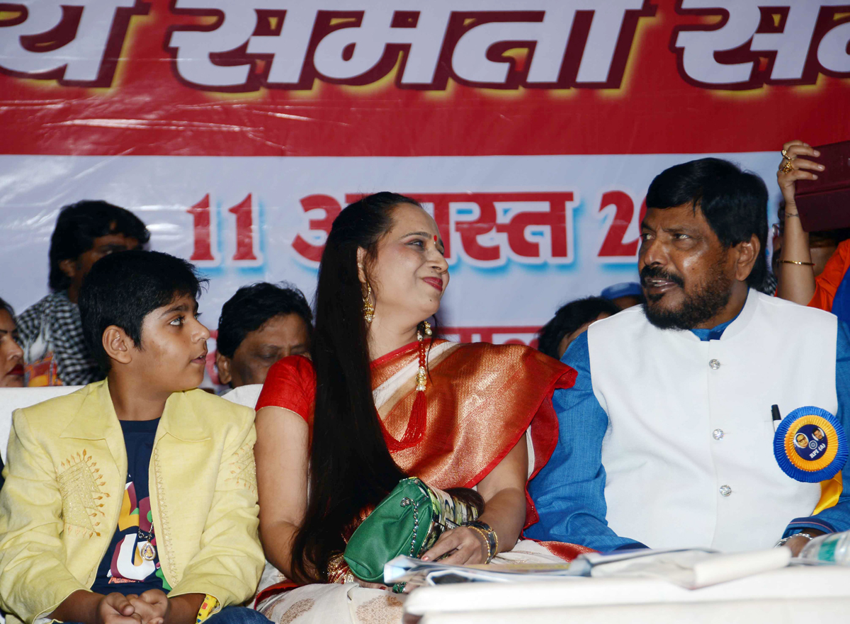 RPI Chief & MP Ramdas Athawale on 125th Yrs. Birth Anniversary of Vishwaratna Dr.Babasaheb Ambedkar Organized "Rashtriya Samata Sammelan" At Talkatora Stadium New Delhi.