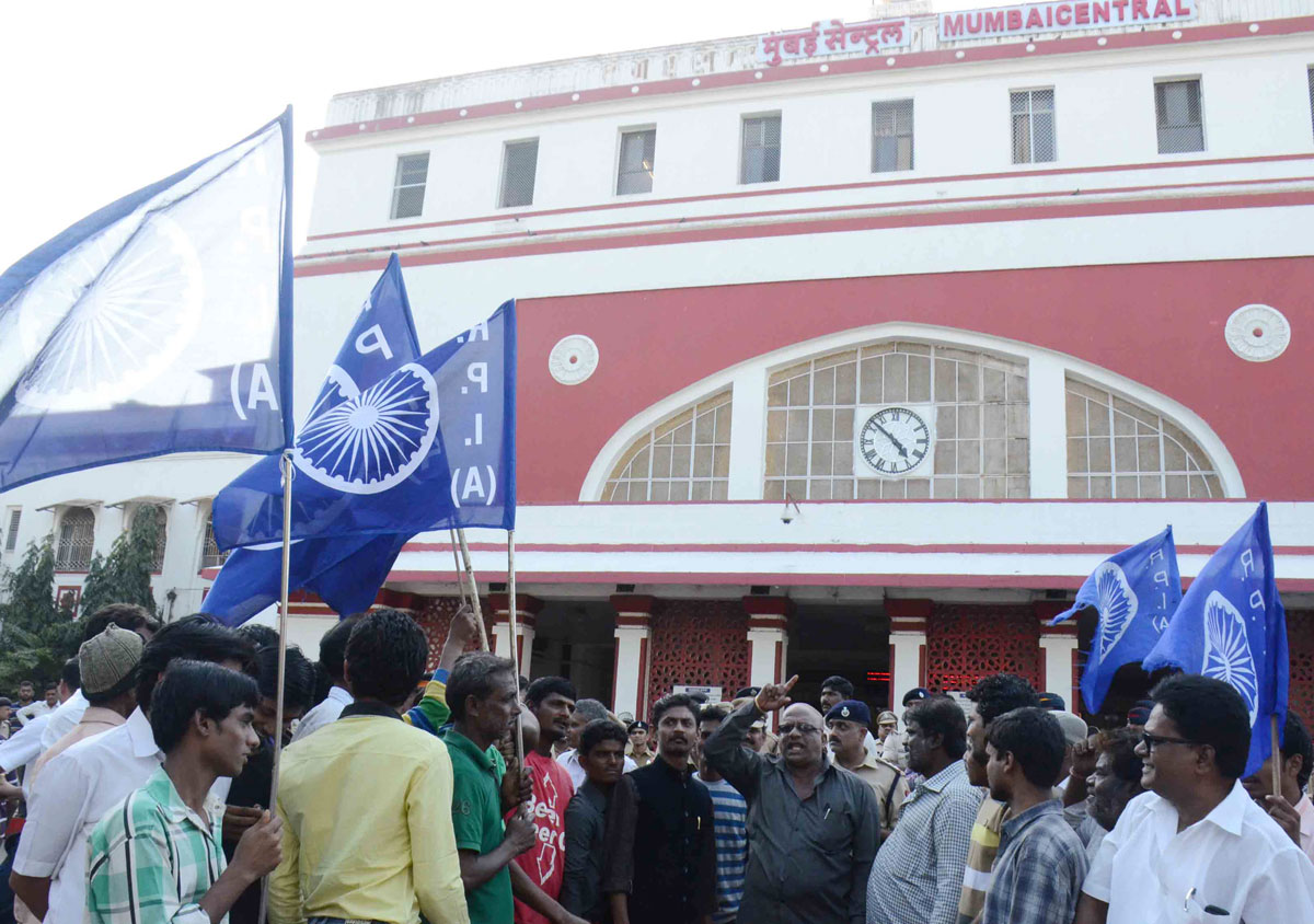 RPI Protest at Mumbai Central Railway Station.