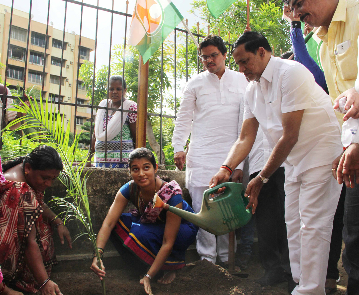 Former Mumbai Congress President Kripashankar Singh "Tree Plantation" on Birth Anniversary Of Bharat Ratna Former Prime Minister Late.Rajiv Gandhi at Kalina.