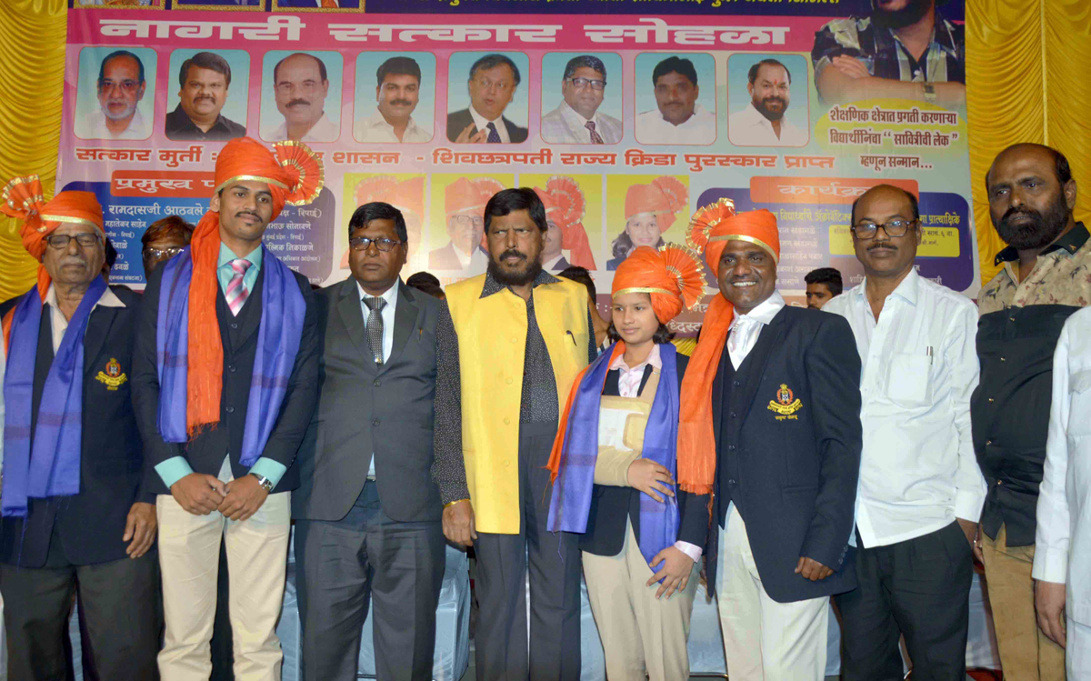 RPI Leader Ramdas Athawale during Nagari Satkar Program at Chembur.