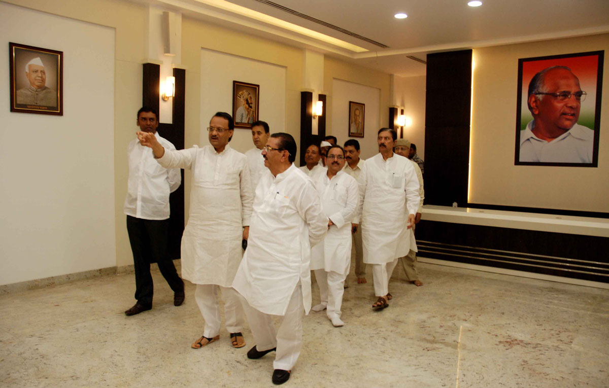 EX.DY.CHIEF MINISTER AJIT PAWAR & NCP PRADESH PRESIDENT MADHUKARRAO PICHAD IN NCP BHAVAN.