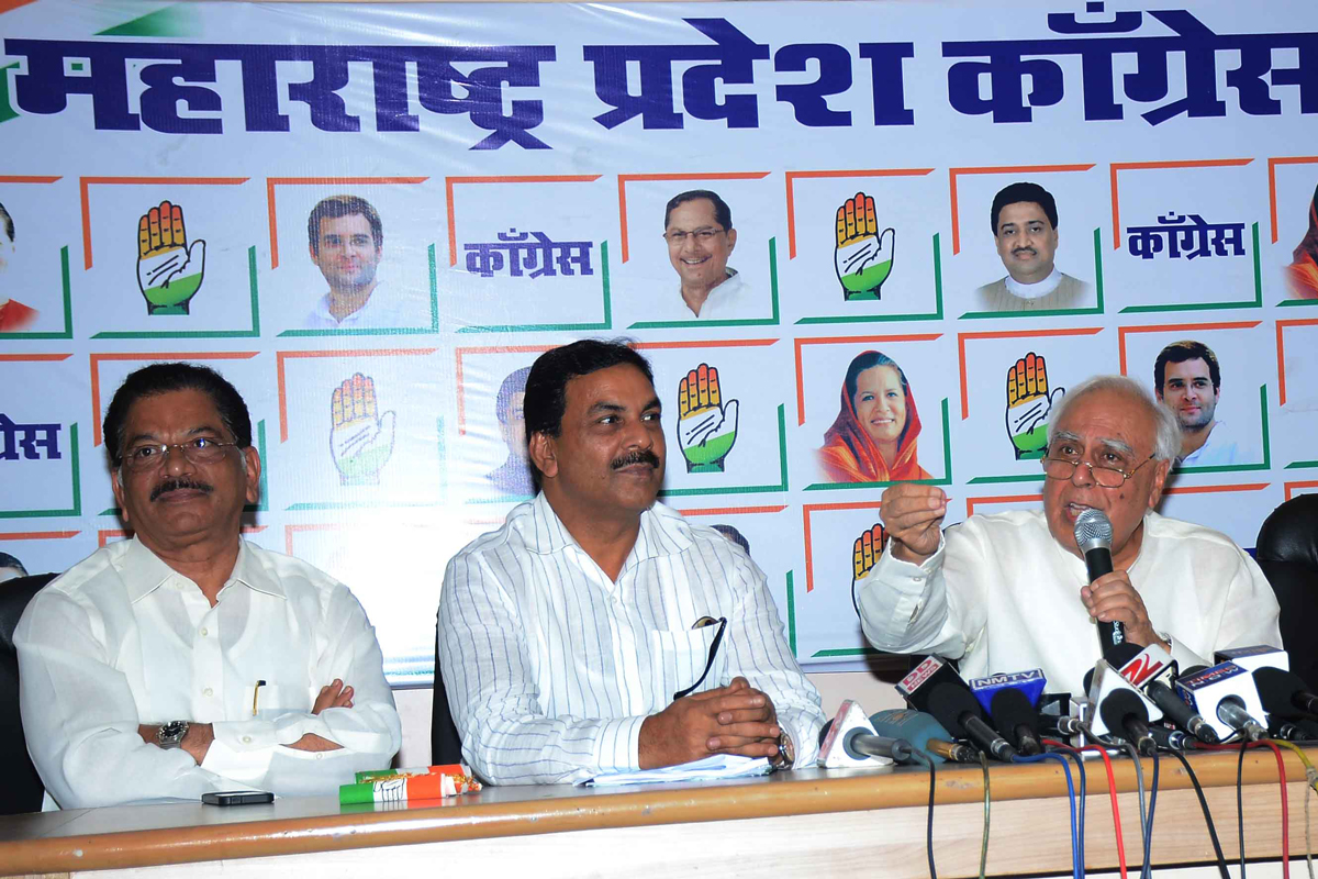 Congress Party Senior Leader Kapil Sibal Press Conference at Gandhi Bhavan Nariman Point.