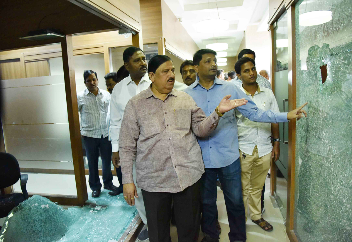 Congress Party Leader visit Mumbai Congress office after Attack on Mumbai Congress Office Rajiv Gandhi Bhavan by MNS Party Workers at Azad Maidan CST Mumbai.