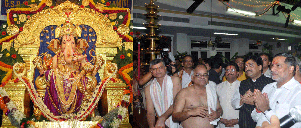 Chief Minister Ashok Chavan,MPCC President Manikrao Thakare,Chief Election Officer Gulchainsingh Charak ,MRCC President Kripashankar Singh, Visited Golden Ganesh Of GSB Seva Mandal At Ram Mandir Wadala Ganpati.