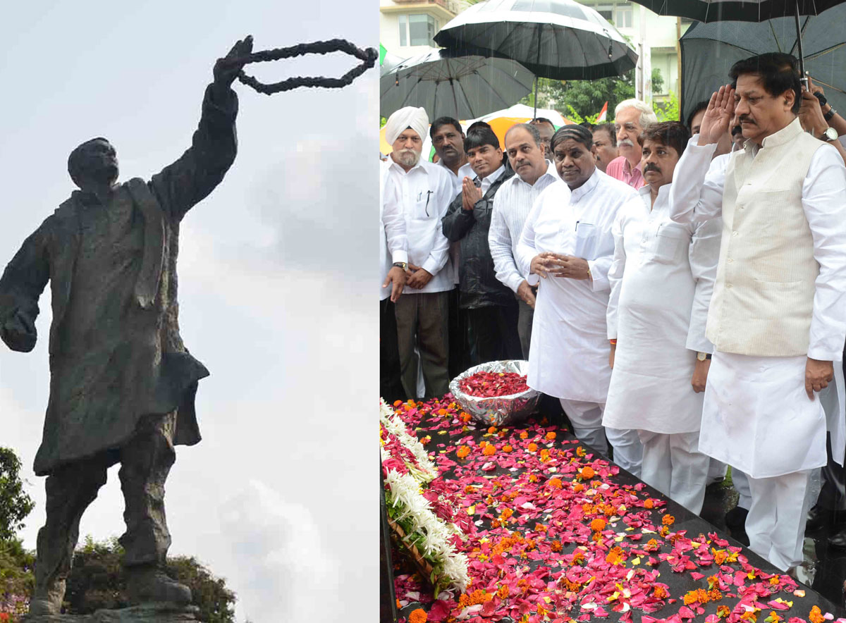 Chief Minister Prithviraj Chavan & MRCC Leader's Paying Homage To former Prime Minister Rajiv Gandhi on his Birth Anniversary in Mumbai.