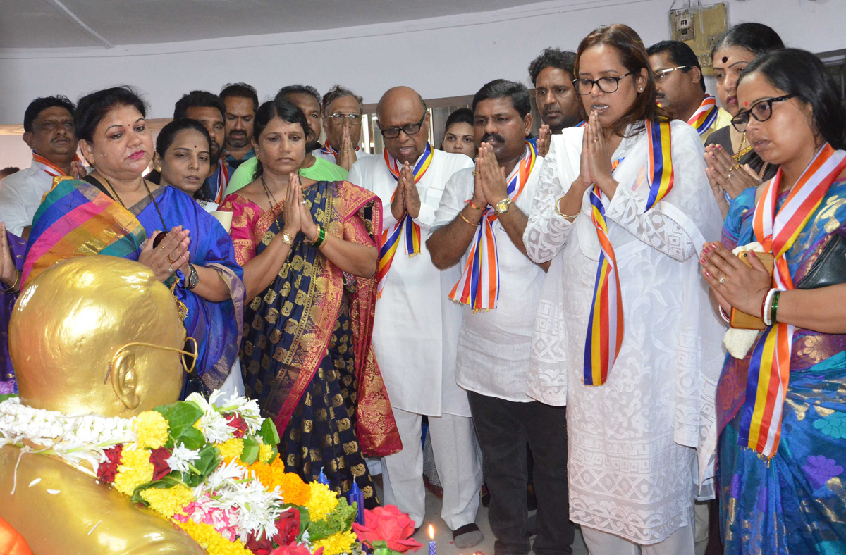 On 127th Birth Anniversary of The Father of Indian Constitution,Bharatratna Mahamanav Dr. Babasaheb Ambedkar Mumbai Leaders offers Floral Tribute at Chaityabhumi Dadar.