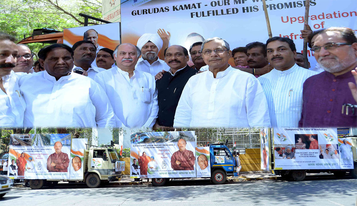 Member of Parliament & AICC General Secretary & CWC Member Gurudas Kamat launched 6 Campaign Raths today at Y.B. Chavan Centre at the hands of Shri Mohan Prakash, General Secretary AICC, Shri Manikrao Thakare President MPCC & Prof Janardhan Chandurkar.