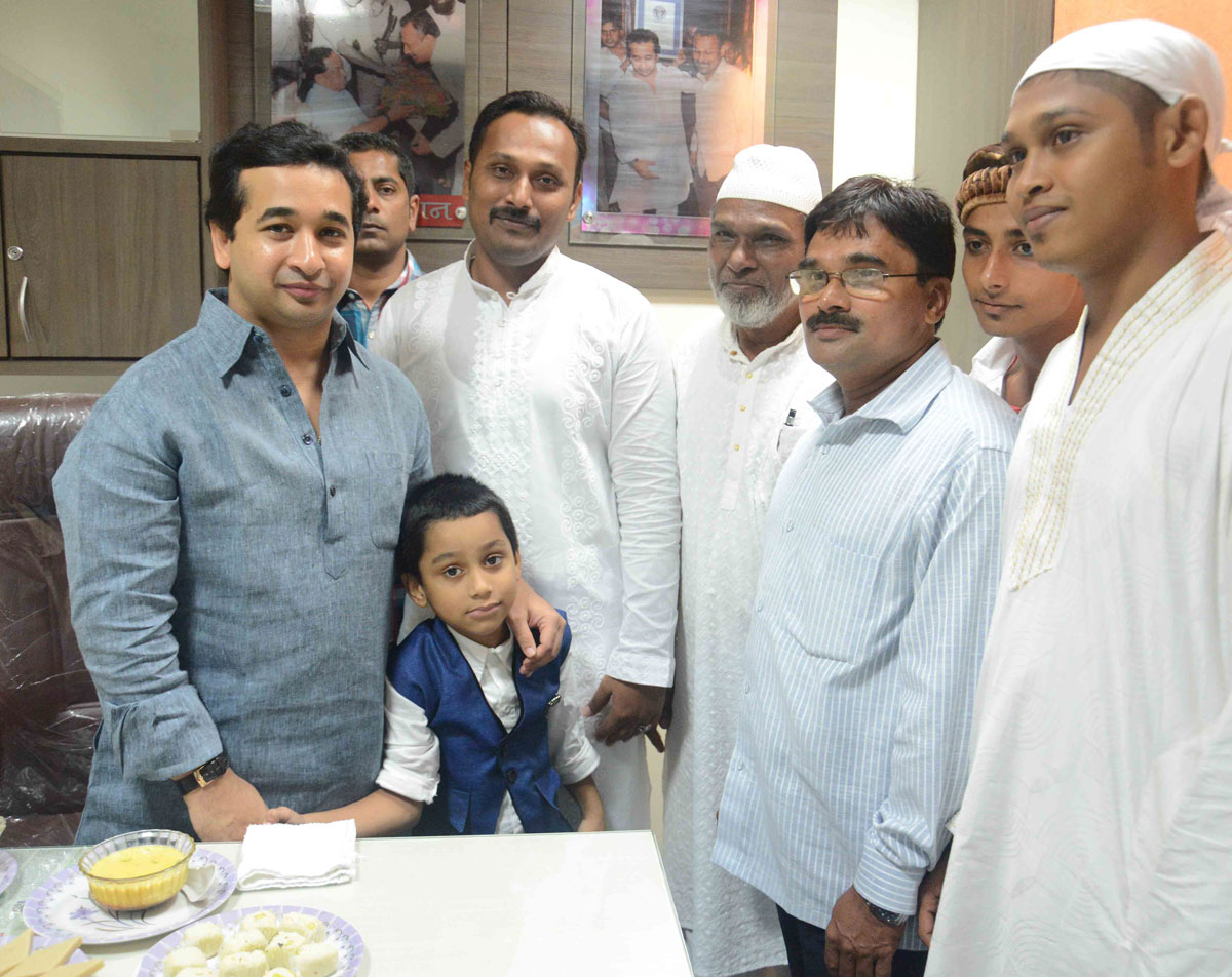 Swabhiman Sanghatana President Nitesh Narayanrao Rane on RAMZAN EID at kurla in Mumbai.
