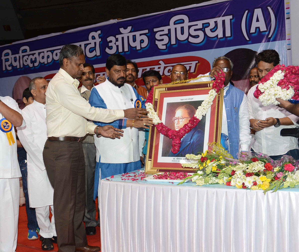 RPI Chief & MP Ramdas Athawale on 125th Yrs. Birth Anniversary of Vishwaratna Dr.Babasaheb Ambedkar Organized "Rashtriya Samata Sammelan" At Talkatora Stadium New Delhi.