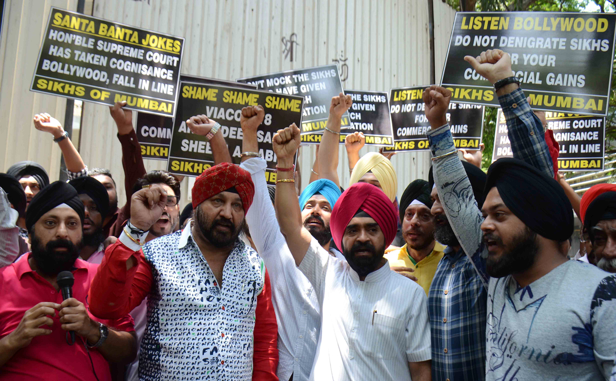 Punjabi Cultural Heritage Board a Prime Sikh Body Organized Protest Morcha Demanding a BAN on Movie SANTA_BANTA Pvt.Ltd at VIACOM 18 office.