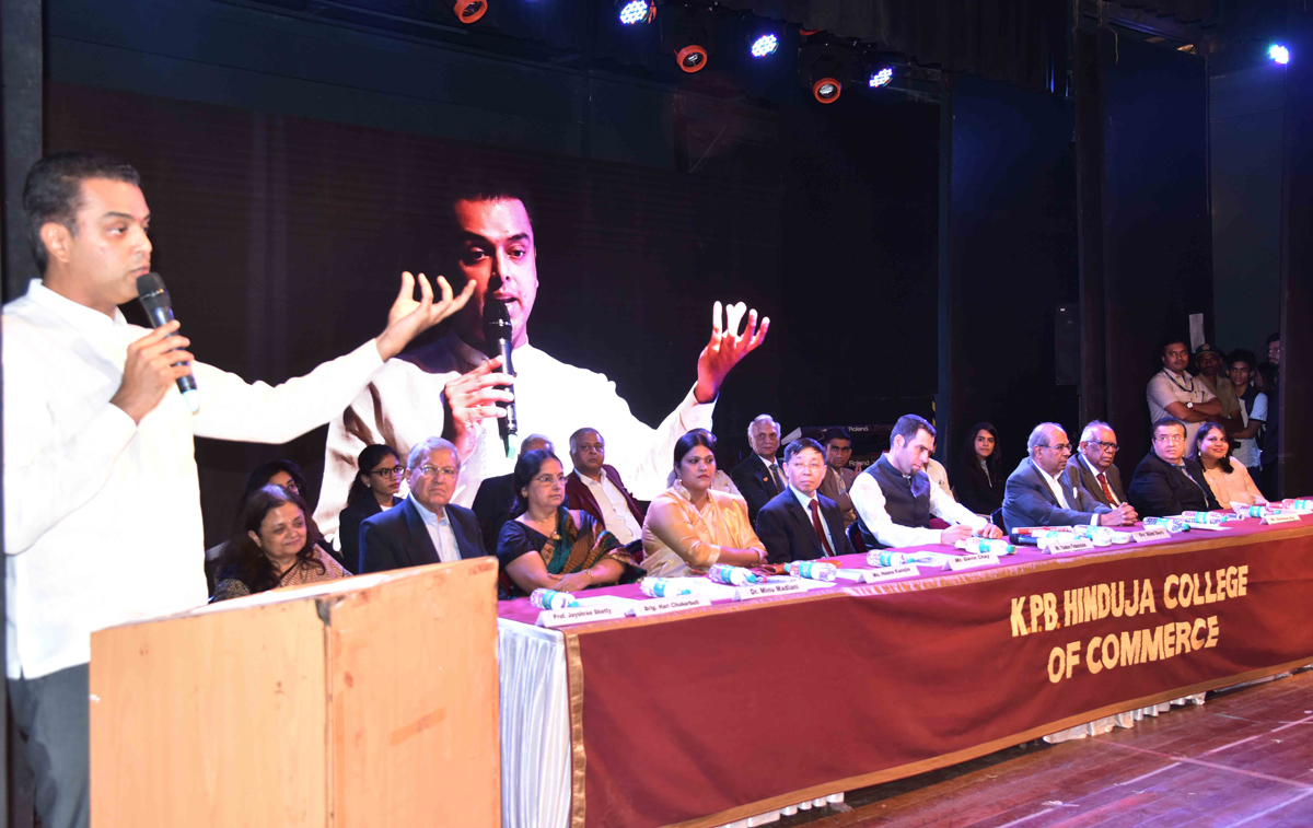 Ex.MoS South Mumbai Congress Leader Milind Deora at Hinduja College Students Interaction at Birla Matoshree Hall.