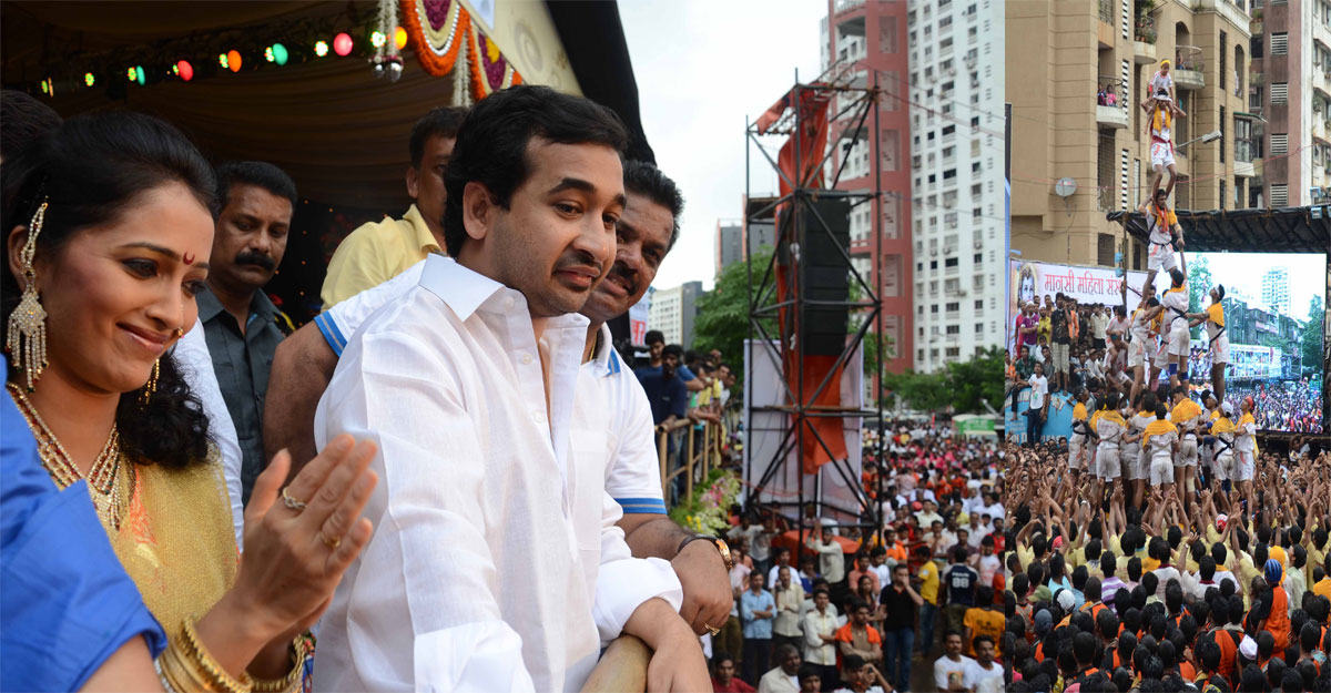 GOVINDA CELEBRATION IN MUMBAI ON OCCASION SWABHIMAN SANGHTNA PRESIDENT NITESH NARAYAN RANE AT THANE.
