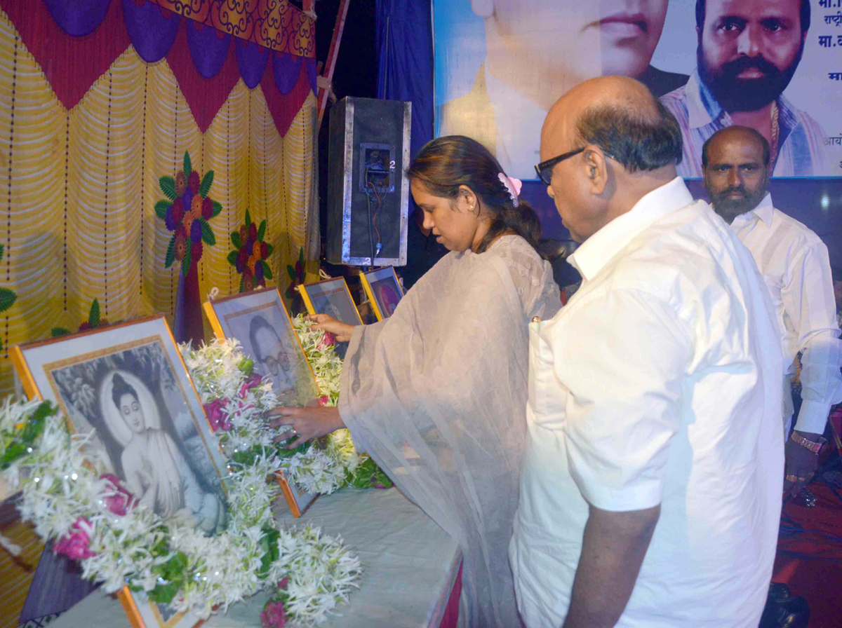 MLA Varshatai Gaikwad & Ex.MP Eknathrao Gaikwad duriing 125th Yr Celebration of Dr.Babasaheb Ambedkar Jayanti at Dharavi.