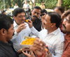 MPCC President Ashokrao Chavan Celebrating Congress Party Winning Gram Panchayat Election in Nanded.
