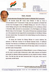 PRESS NOTE M.P.& EX UNION MINISTER GURUDAS KAMAT WELCOMES ELEVATED RAIL CORRIDOR FOR MUMBAI RAIL COMMUTERS.