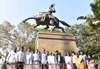 Newly Appointed Mumbai Congress President Milind Deora for Blessing at Chhatrapati Shivaji Maharaj Statue at Shivaji Park.