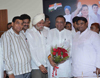 AICC SECRETARY AVINASH PANDEY CONGRATULATED NEWLY MRCC PRESIDENT JANARDAN CHANDURKAR AT RAJIV GANDHI BHAVAN.