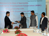 CHIEF MINSITER PRITHVIRAJ CHAVAN, STATE MINISTER OF ECONOMIC AND INDUSTRY GOVT. OF JAPAN MR.ISSHU SUGUWARE & MINISTER OF INDUSTRIES NARAYANRAO RANE AT HOTEL TRIDENT MUMBAI.