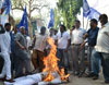 RPI Workers Burn Effigy & Protest Against Chief Minister Prithviraj Chavan At Azad Maidan. RPI Workers Burn Effigy & Protest Against Chief Minister Prithviraj Chavan At Azad Maidan.
