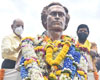 RPI Leader & MOS Ramdas Athawale Paying Floral Tribute to Lokshahir Annabhau Sathe to his Statue at Chembur.