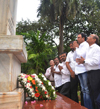 LEADER'S PAYING TRIBUTE TO "KRANTI STAMBHA" ON THE OCCASION "KRANTI DIN" AT GOWALIA TANK AUGUST KRANTI MAIDAN IN MUMBAI.