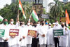 Silent Protest by MPCC & MRCC Congress Party Leaders & Workers near Gandhi Statue at Mantralay on Hathras issue.