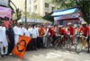 GUARDIAN MINISTER OF MUMBAI JAYANTRAO PATIL ON FOMAS CYCLIST RACE-2011 AT DADAR PRABHADEVI.