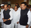 Shirdi Loksabha Shivsena MP Bhausaheb Wakchoure meets Chief Minister Prithviraj Chavan,MPCC President Manikrao Thakare at Gandhi Bhavan Mumbai.