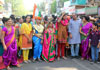 Congress-NCP Mumbai - North Central MP.Candidate Priya Dutt During Gudi Padva Festival at Vile Parle.