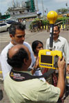 UNION STATE MINISTER MILIND DEORA ON CHECKING MOBILE TOWER FREQUENCY AT HAJI ALI. UNION STATE MINISTER MILIND DEORA ON CHECKING MOBILE TOWER FREQUENCY AT HAJI ALI.