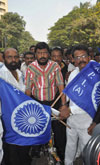 RPI PRESIDENT RAMDAS ATHAWALE IN RALLY AT BANDRA.