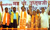 SHIVSENA WORKING PRESIDENT UDHAV THAKRE,RPI PRESIDENT RAMDAS ATHAVLE & OPPOSITION LEADER VINOD TAWDE IN RALLY AT PUNE.