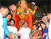 MINISTER NARAYANRAO RANE WITH WIFE SMT.NILAMTAI RANE AT LALBAUGH RAJA DARSHAN ON OCCASION GANPATI FESTIVAL IN MUMBAI.
