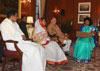 PRESIDENT OF INDIA SMT.PRATIBHA DEVISINGH PATIL, SHRI P.CHIDAMBRAM,HON'BLE UNION HOME MINISTER & UNION MINSTER OF HOME & COMMUNICATIONS AND INFORMATION TECHNOLOGY SHRI GURUDAS KAMAT AT RASHTRAPATI BHAVAN.