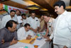EX DY.CHIEF MINISTER AJITDADA PAWAR INAUGURATES BIRTHDAY GREETING CAMPAIGN OF 12 LAC'S 12 THOUSAND 12 SIGNATURES FOR THE COMING BIRTHDAY NCP CHIEF SHARAD PAWAR AT MAHILA VIKAS HALL.