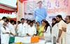 Paying Last Respect to BJP Leader Gopinath Munde at Parli in Beed.