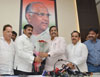 Newly Appointed NCP Mumbai Pradesh President Sachin Ahir& NCP Maharashtra Pradesh President Sunil Tatkare at NCP Bhavan Nariman Point.