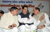 CHIEF MINISTER PRITHVIRAJ CHAVAN,MPCC PRESIDENT MANIK RAO THAKRE,MRCC PRESIDENT KRIPASHANAKR SINGH AT TILAK BHAVAN. CHIEF MINISTER PRITHVIRAJ CHAVAN,MPCC PRESIDENT MANIK RAO THAKRE,MRCC PRESIDENT KRIPASHANAKR SINGH AT TILAK BHAVAN.