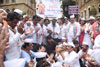 Mumbai Congress under Leadership of MRCC President Sanjay Nirupam "Potholes Dindi " Protest March against Shivsena- BJP at CST Mumbai.