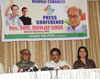 Congress Leaders Digvijay Singh , Sanjay Nirupam & Priya Dutt during Press Conference at Rangsharda Bandra.