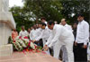 ON OCCASION OF AUGUST KRANTI DIN DY.CHIEF MINISTER AJITDADA PAWAR & GUARDIAN MINISTER JAYANT PATIL PAYING TRIBUTE TO KRANTIVEER"S AT AUGUST KRANTI MAIDAN.